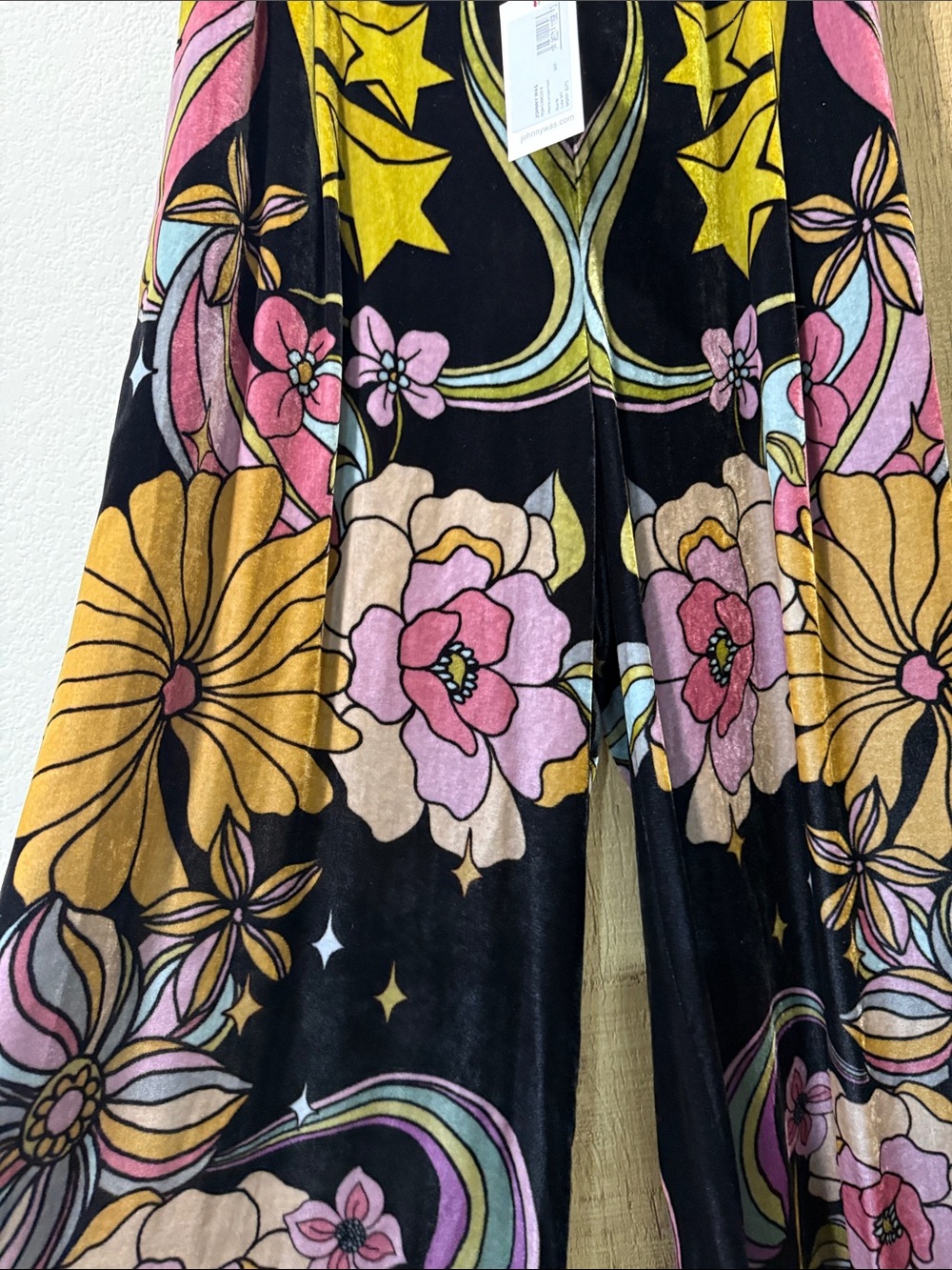 JOHNNY WAS PRISCILLA EASY PANT Floral Wide-Leg Velvet Pants - Picture 7 of 8